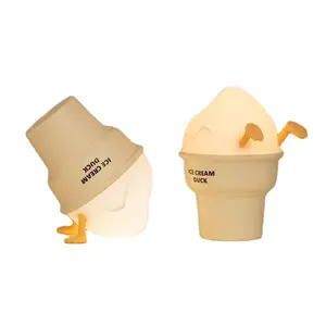 Современное милое мороженое утка ночник перезаряжаемая мини светодиодная лампа для животных для детей сенсорный активируемый сквиши лампа для детской