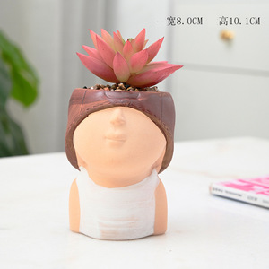 Maceta <span class=keywords><strong>de</strong></span> Cerámica Esmaltada Personalizada con Forma <span class=keywords><strong>de</strong></span> Personaje Adorable, Maceta para Suculentas, Adorno con Cabeza <span class=keywords><strong>de</strong></span> Muñeca, Macetero Único para Interiores y Exteriores - Product Image 2