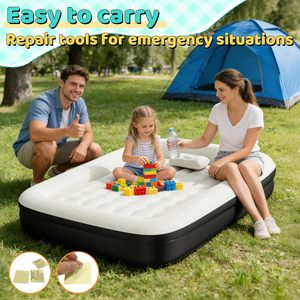 Black and White Kids <b>Inflatable</b> Travel Bed with Safety Rails for Toddlers Camping Home - Product Image 6