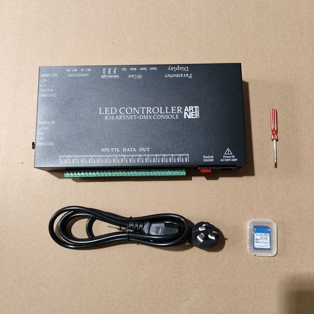 K8 K16 Artnet 8 16 Ports Addressable Programmable Pixel LED Controller for Matrix  DMX512 WS2812B WS2811 WS2815 RGB LED Light