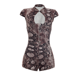 Viviblook J26RP251 Mono corto informal de verano para mujer con cuello alto y botones estampados - Product Image 2