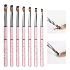 Stylo de modelage professionnel pour ongles en cristal liquide, avec tige métallique rose, poils Kolinsky et manche en bois, outil d'extension d'ongles - Product Image 2