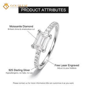 Goldleaf Classic 925 <b>Silver</b> <b>Emerald</b> Cut Moissanite Engagement <b>Ring</b> for Women - Product Image 2