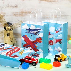 Sacs cadeaux en forme d'avion, sacs à friandises en papier bleus en forme d'avion avec poignées pour décorations <span class=keywords><strong>de</strong></span> fête d'anniversaire - Product Image 2