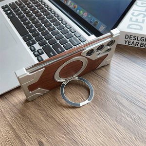 Coque Magnétique en Aluminium et Bois Véritable Sans Cadre pour <span class=keywords><strong>Samsung</strong></span> <span class=keywords><strong>Galaxy</strong></span> S26 S25 S24 S23 <span class=keywords><strong>S22</strong></span> Ultra avec Support Rotatif Intégré à 360° - Product Image 5