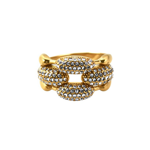 แหวนแฟชั่น สแตนเลสสตีล 316L ชุบทอง PVD ประดับคริสตัล ดีไซน์สวยหรู - Product Image 2