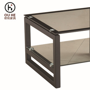 โต๊ะกาแฟ Ou He ทรงสี่เหลี่ยม กระจกนิรภัยสองชั้น เฟอร์นิเจอร์ห้องนั่งเล่น - Product Image 3