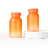 Flacon en verre dégradé mat orange pour produits de santé, récipient vide avec couvercle assorti pour l'emballage de comprimés et de capsules