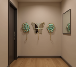 Juego de 3 Percheros Decorativos de Pared, Estilo Vintage, de Metal, con Forma de Flor y Mariposa, para Ropa y Accesorios - Product Image 2