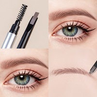 Pensil Alis Vegan 3 Warna Tahan Air, Dapat Ditarik, Ujung Runcing, Anti Luntur, Riasan Alis Alami, Label Pribadi