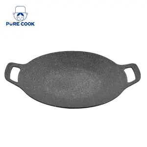 Multipurpose Korean Style Die-cast Aluminum Raffinate Outdoor Food BBQ Round Non Stick Griddle Grill Pan