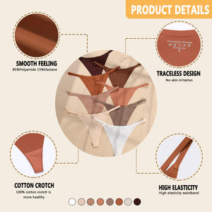 Sexy dames t-back doux pour la peau caleçon couleur unie patchwork stretch tongs femmes <span class=keywords><strong>string</strong></span> femmes culottes - Product Image 3