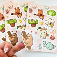 100 pièces usine vente directe personnalisé adhésif Animal dessin animé autocollants étanche facile à peler baiser coupe feuille d'autocollant pour la Promotion