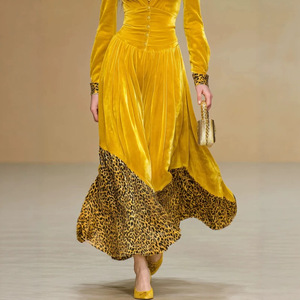 <span class=keywords><strong>Vestido</strong></span> Largo <span class=keywords><strong>Amarillo</strong></span> con Estampado de <span class=keywords><strong>Leopardo</strong></span>, Elegante y a la Moda, Estilo Europeo y Americano - Product Image 5