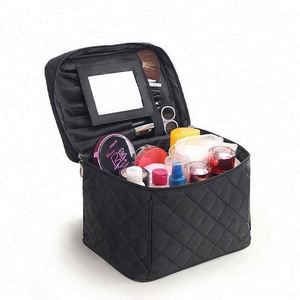 Sac de beauté pliable multifonctionnel de grande capacité, étui portable de voyage, sac de rangement cosmétique avec miroir - Product Image 1