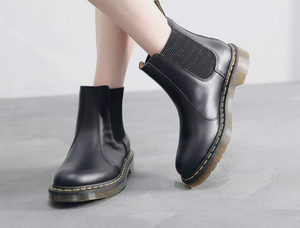 מגפי אופנוע צ'לסי לנשים וגברים, עור אמיתי, סוליית גיד בקר, מגפיים בגובה בינוני - Product Image 3