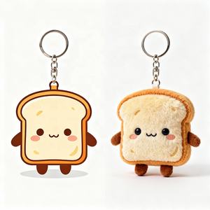 Llavero de Peluche Suave con Diseño Personalizado de Pan de Dibujos Animados, Ecológico, Duradero, Juguete de Comida, Muñeco Simulado Peludo de 10 cm, Regalo para Mochila Escolar - Product Image 1