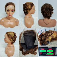 Perruques Courtes Pixie Letsfly 13.8$ Promotion, Dentelle Frontale 13x4, Cheveux Bouclés Colorés 100% Humains, Livraison Rapide