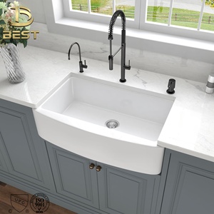 อ่างล้างจานสีขาวทำจากเซรามิกรูปทรงสี่เหลี่ยมสำหรับงานฟาร์ม - Product Image 5