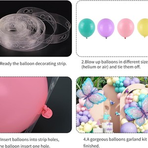 Kit de Guirnalda de Globos de Mariposa, Globos de Látex en Tonos Pastel, Arco Decorativo para Fiestas de Cumpleaños de Niñas, Decoraciones con Temática Floral de Jardín Primaveral - Product Image 5