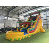 Toboggan aquatique gonflable commercial en forme de palmier de 18 pieds avec piscine amovible