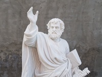 Église Religieuse Catholique Cadeau Personnalisé Taille Réelle Saint Pierre Statue En Marbre Blanc