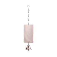 Juguete para Pájaros de Acero Inoxidable, Placa Rectangular con Cadena y Campana para Pájaros de Interior, Diseño Simple y Duradero, Ecológico, Certificado BSCI, Personalizable