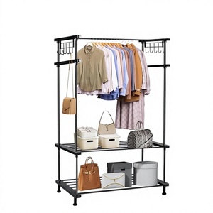 Three-Layer Metal <b>Clothing</b> <b>Rack</b> Standing Type Multifunctional Storage Holder Minimalist Design for Wardrobe Use - Product Image 6