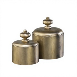 Metal Luxury Airtight Container Kitchenware Decorative Customize <b>SET</b>/2 Jars New Arrival Hot Selling Metal Contemporary <b>Canisters</b> - Product Image 1