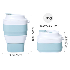 Tasse pliable portable en silicone de qualité alimentaire avec couvercle et paille, anti-fuite, compatible lave-vaisselle et micro-ondes, design moderne - Product Image 5