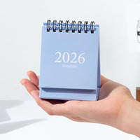 Kalender Meja Mini Warna Morandi 2026 Bahasa Inggris Lintas Negara, Perencana Desktop, Memo, Ornamen, Alat Tulis Kantor