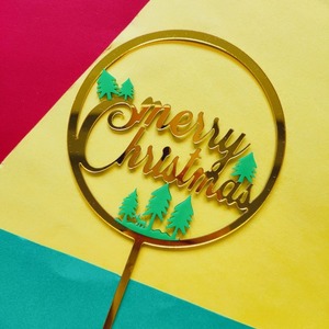 Acrylic Tự Làm Bánh Trang Trí Cho Giáng Sinh Đôi Lớp Bông Tuyết Cây Nhỏ Hạnh Phúc Giáng Sinh Thẻ Chèn Đảng Trang Trí - Product Image 3