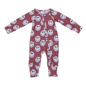 Pyjamas en bambou rayonne Spandex pour bambous, barboteuse avec fermeture éclair sur le devant, vêtements pour bébés - Product Image 3