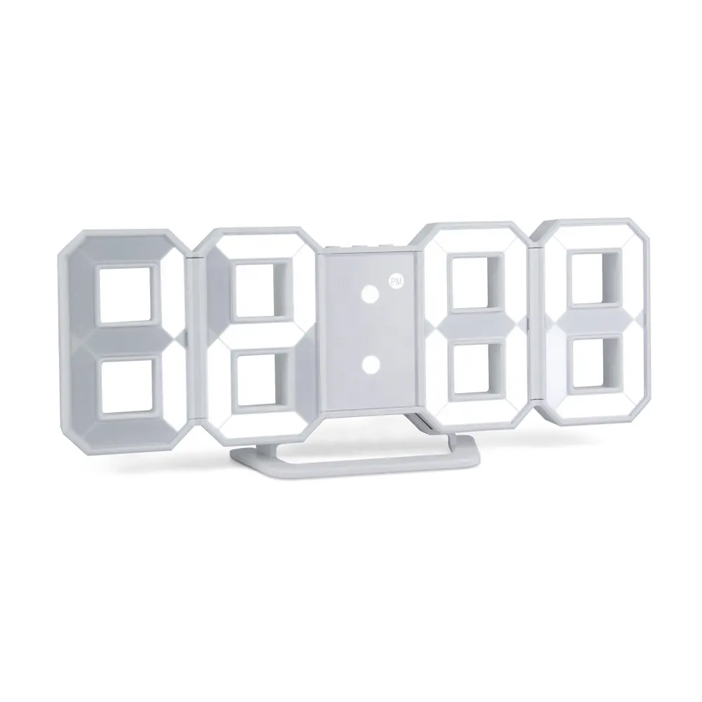 2021 Hot Sale Online Home Decor Night Light Temperature Wall Table Desk 3D White Digital LED Alarm Clock