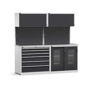 Fami GARAGE057เฟอร์นิเจอร์ Modular กับด้านบนเหล็ก, ลิ้นชักและตู้โพลีคาร์บอเนต2040มม - Product Image 1