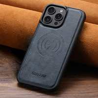 Coque de téléphone SUTENI pour iPhone 18 Pro Max, chargement magnétique sans fil, texture lisse, simili cuir, compatible avec les modèles 17, 16 Plus, 15, 14, 13, 12