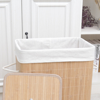 Ménage 60L Bonne Vente Rectangle Pliant Bambou Tissu Panier À Linge Panier De Rangement Avec Couvercle Et Poignée