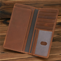 Ya424 Crazy Horse Leder Scheck heft Kreditkarten inhaber Scheck heft Brieftasche mit Kreditkarten-ID-Fenster