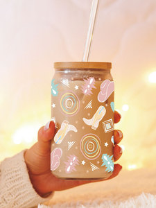 Vaso de Café de 16oz Estilo Western Sweetheart con Adhesivos UV DTF de Estética Vintage de Rancho y Chic Vaquero para el Día a Día - Product Image 4