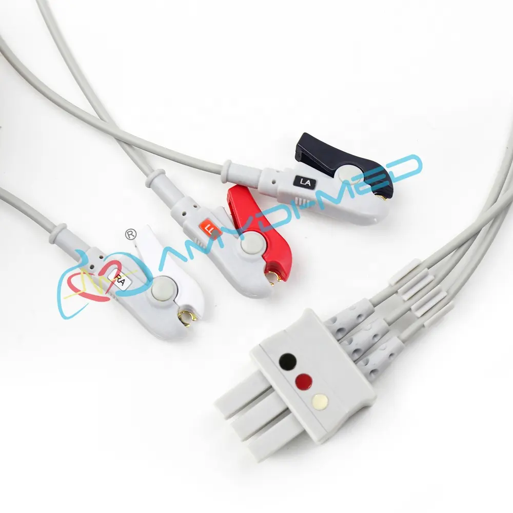 ECG Cable Manufacturer Compatible For SIEMENS MINDRAY EURO Yoke 3 Lead Clip 0.9m ECG Lead Wires ECG Cable