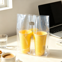 Sacs d'emballage en plastique transparent jetables en PE avec poignée perforée pour boissons, thé au lait, jus, café à emporter – Vente en gros