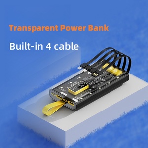 La maggior parte del prodotto di vendita in alibaba banche di potere trasparenti 20000mah 10000mah con il cavo incorporato 4 - Product Image 3
