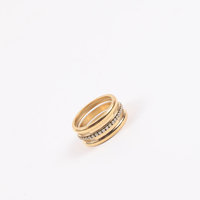 Dreifach geschichteter, vollbesetzter, glitzernder breiter Statement-Ring im dreiteiligen Design, anlaufbeständig, trendig, Großhandel, modische Ringe