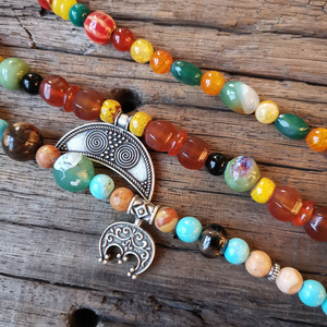 Collier en céramique à 3 rangs pour femme, bijoux vikings, onyx orange, perles superposées, style classique, héritage culturel slave, bijoux tribaux - Product Image 5