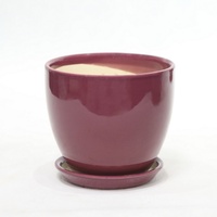 Ensemble de pots de fleurs en céramique, couleur prune glacée, style moderne minimaliste, écologiques, pour plantes d'intérieur/extérieur, pour la maison et le jardin