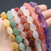 Perles de quartz rose naturel et d'améthyste pour la fabrication de bijoux à bricoler soi-même 10x14x6mm feuille de fleur sculptée brin de pierres précieuses 21cm 15 perles