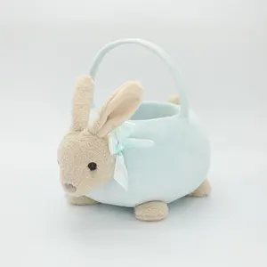 新款可爱设计万圣节毛绒玩具供应商毛绒动物散装装饰万圣节兔糖果篮