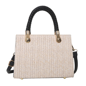 Sac bandoulière tendance en paille tressée couleur bonbon pour femme, sac à main portable avec rabat, sac à l'épaule d'été Tanjing - Product Image 1