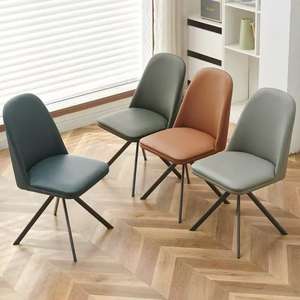 Chaise de salle à manger pivotante à 360° °   Chaise de salle à manger pivotante haut de gamme avec assise et dossier rembourrés et pieds en métal - Product Image 2