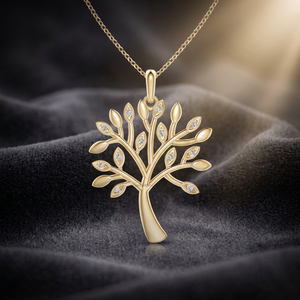 Colgante de Diamante Cultivado en Laboratorio con Diseño de Hoja del Árbol de la Vida Inspirado en la Naturaleza, Oro 10K/14K/18K, Plata 925/935, para Aniversario o Compromiso - Product Image 1